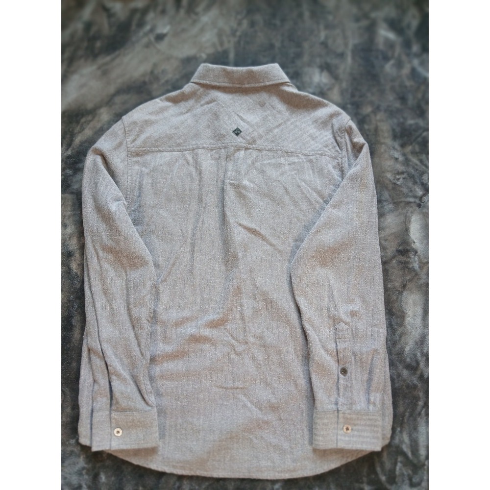 Prana Mens Gray Umber Lybeck Flannel Button Up Long Sleeve Shirt SIZE LARGE - Picture 7 of 12